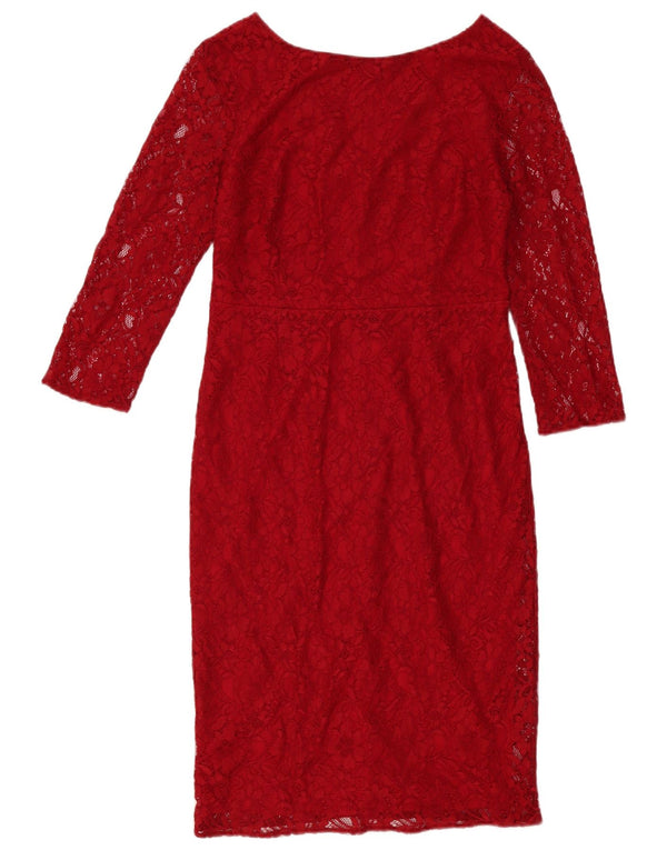 Rochie Oasis pentru femei cu mâneci 3/4 UK 12 Poliamidă florală roșie medie