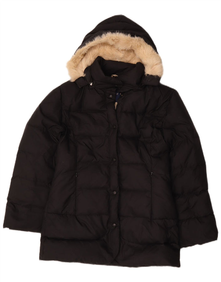 Jachetă căptușită cu glugă Moncler pentru fete 11-12 ani, poliester negru