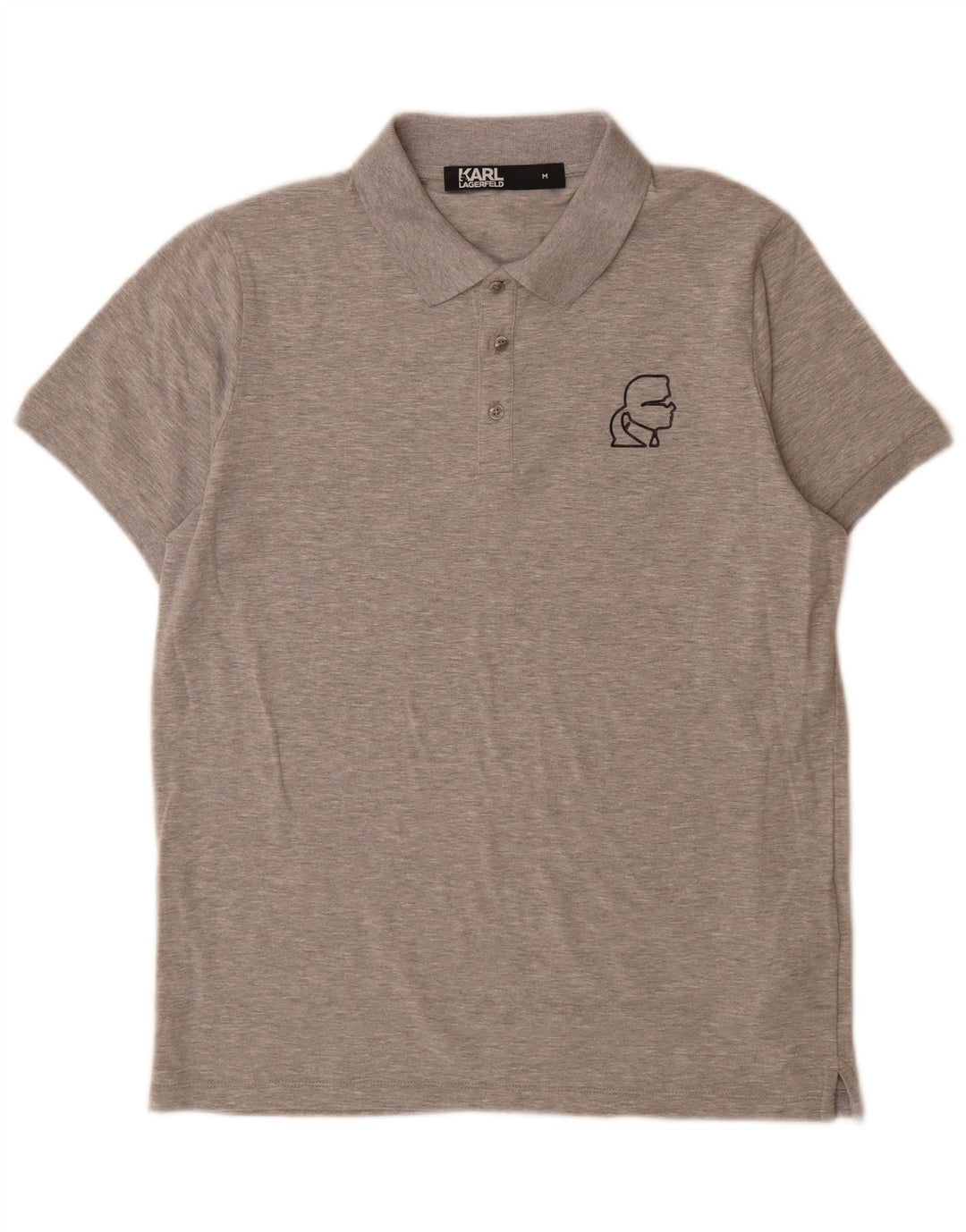 Tricou polo cu grafică Karl Lagerfeld pentru bărbați, bumbac cu pete gri mediu