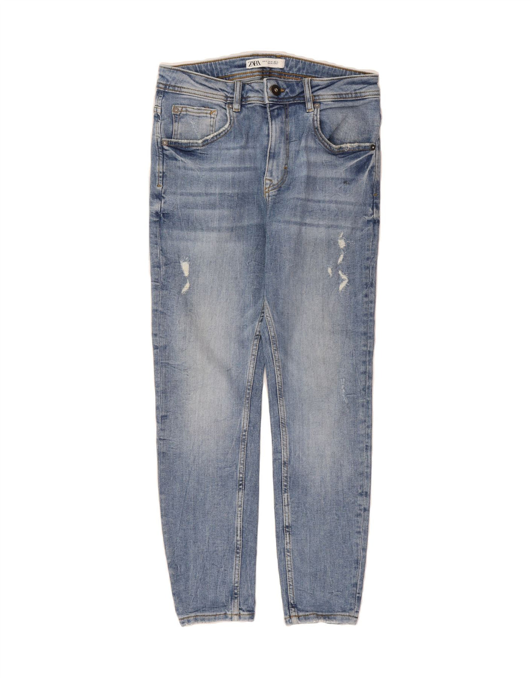 ZARA Mens Distressed Cropped Jeans EU 38 Small W30 L26 Blue Vintage Zara and Second-Hand Zara from Messina Hembry 