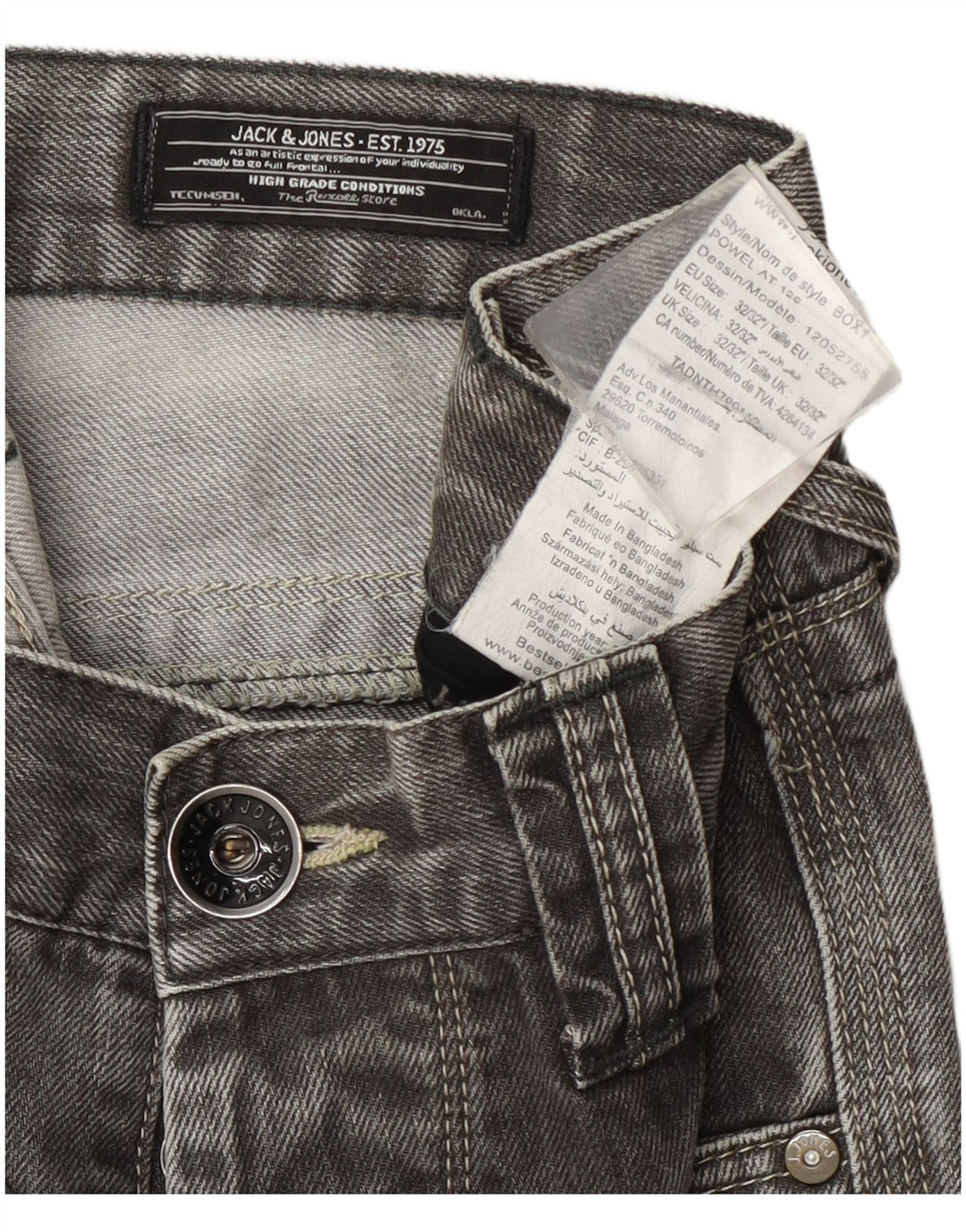 Blugi drepți pentru bărbați Jack & Jones W32 L32 gri