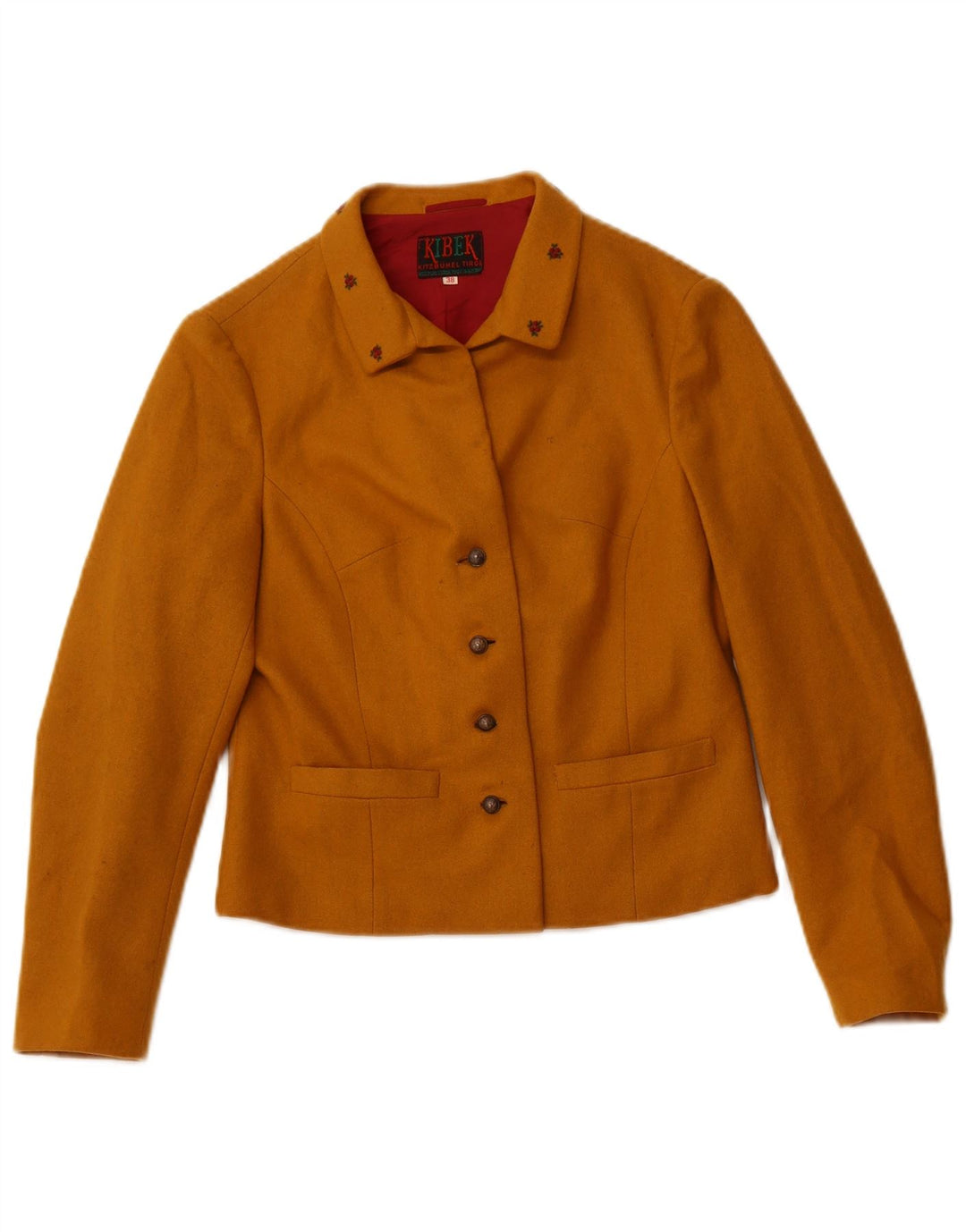 Jachetă pentru femei VINTAGE cu 4 nasturi IT 38 XS Bumbac galben