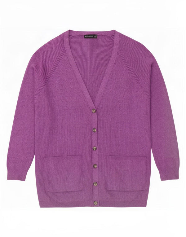 Pulover cardigan pentru femei Marks & Spencer UK 18 XL Viscoză mov cu pături