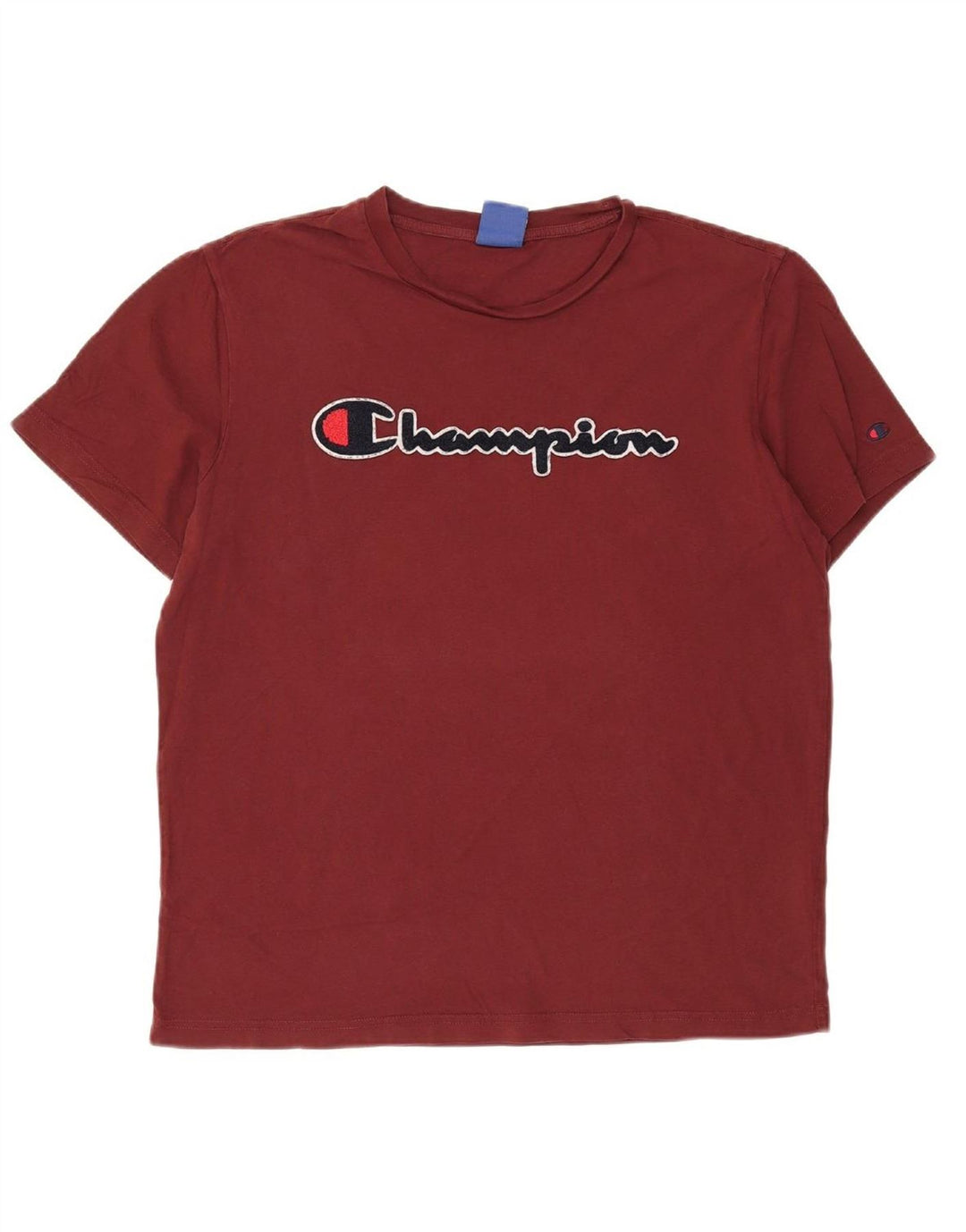 CHAMPION Mens Graphic T-Shirt Top Large Maroon Cotton