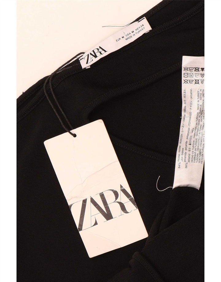 Body pentru femei Zara pe un umăr UK 12 Medium Black Viscose