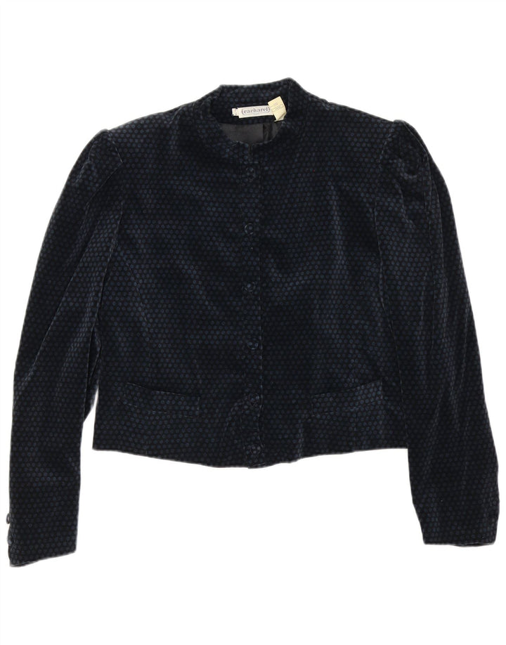 Jachetă Blazer Crop 6 Buttons pentru femei Cacharel US 10 mare bleumarin cu buline