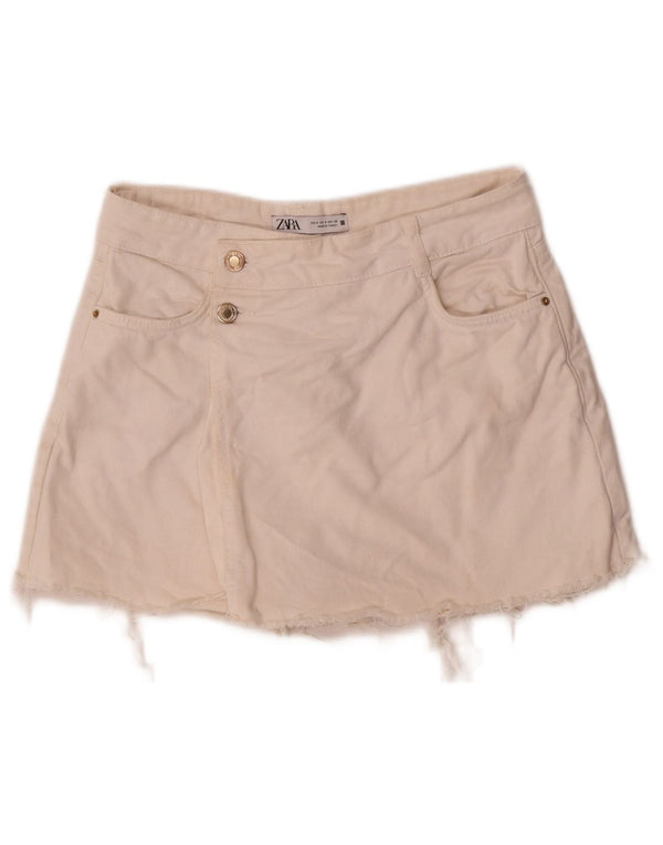 Pantaloni scurti din blugi pentru femei Zara mici W26 bumbac alb