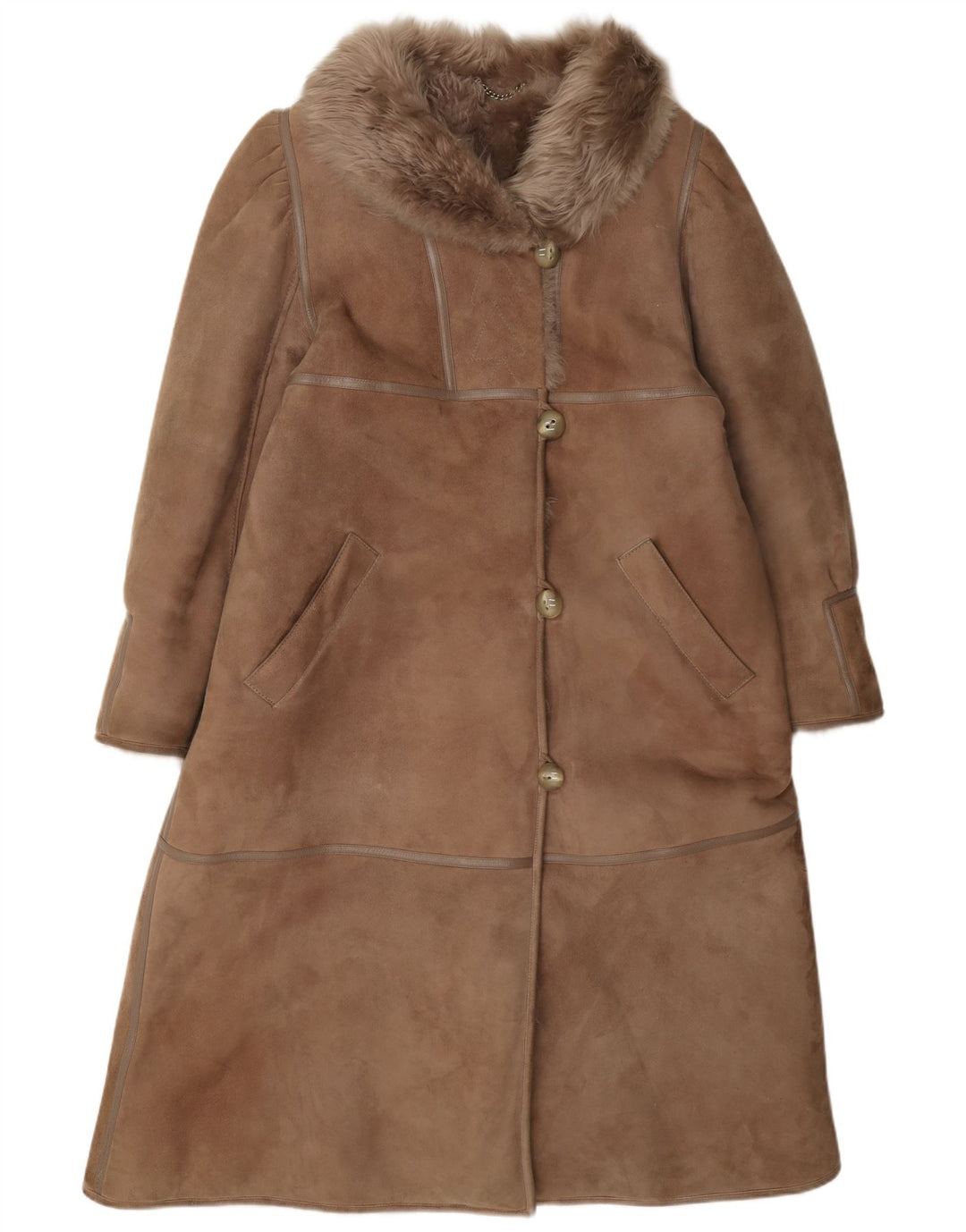 Palton vintage pentru femei din shearling IT 42 maro mediu