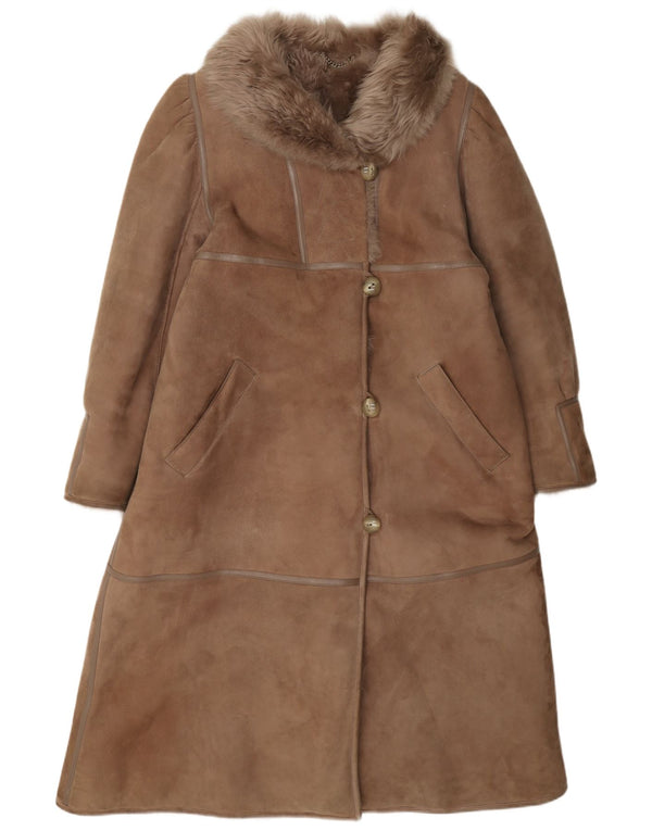 Palton vintage pentru femei din shearling IT 42 maro mediu