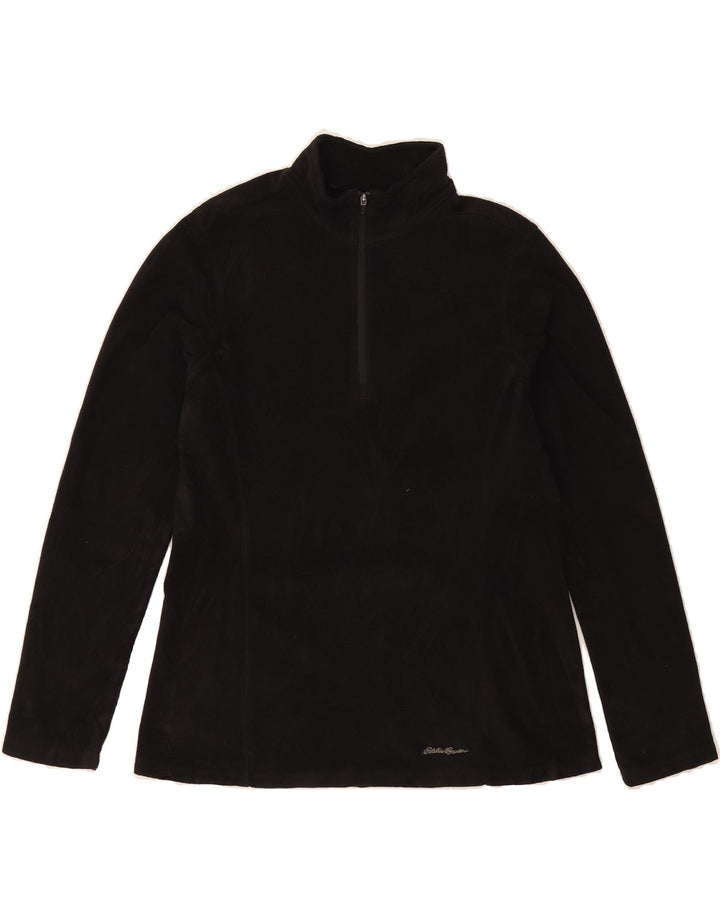 EDDIE BAUER Womens Zip Neck Fleece Jumper UK 14 Medium Black Polyester Vintage Eddie Bauer and Second-Hand Eddie Bauer from Messina Hembry 