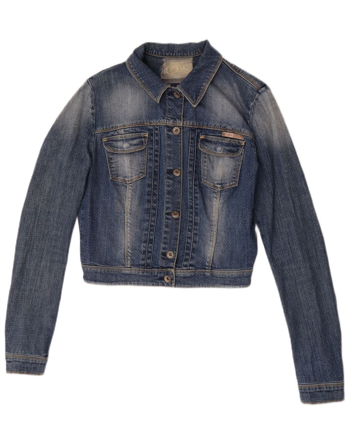 Jachetă Guess Crop Denim UK 6 XS Blue Bumbac