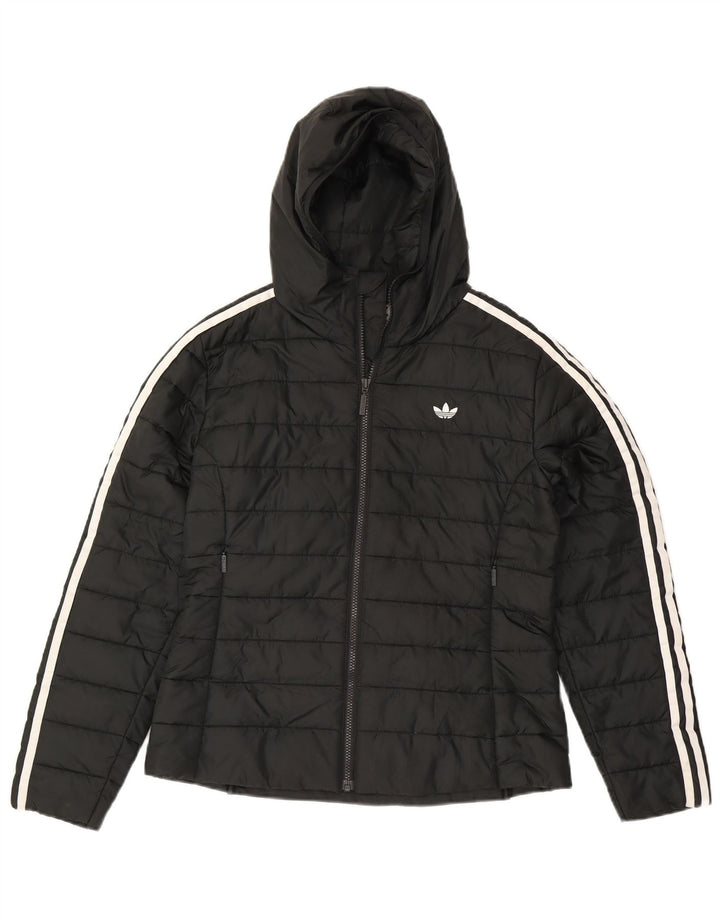 Jachetă căptușită cu glugă Adidas pentru femei UK 12 Poliester mediu negru