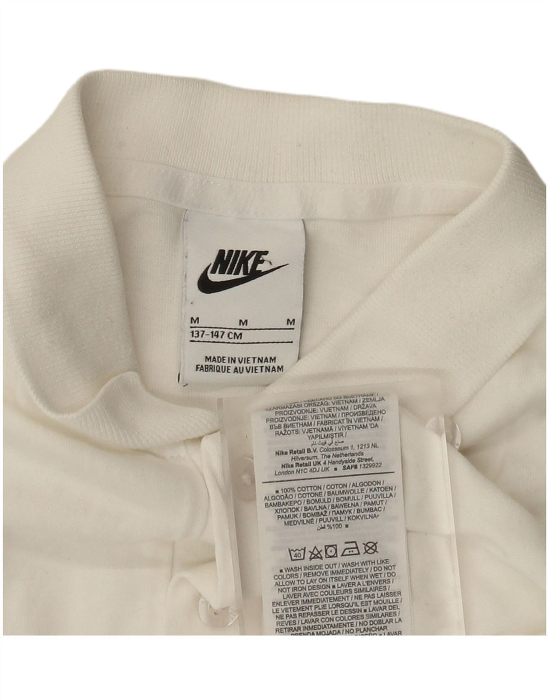 Tricou polo Nike pentru băieți 10-11 ani, bumbac alb mediu