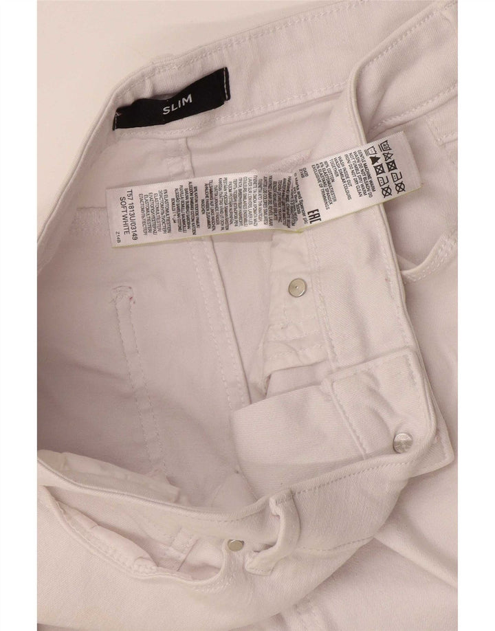 Blugi subțiri pentru femei Marks & Spencer UK 12 Medium L30 L27 Bumbac alb