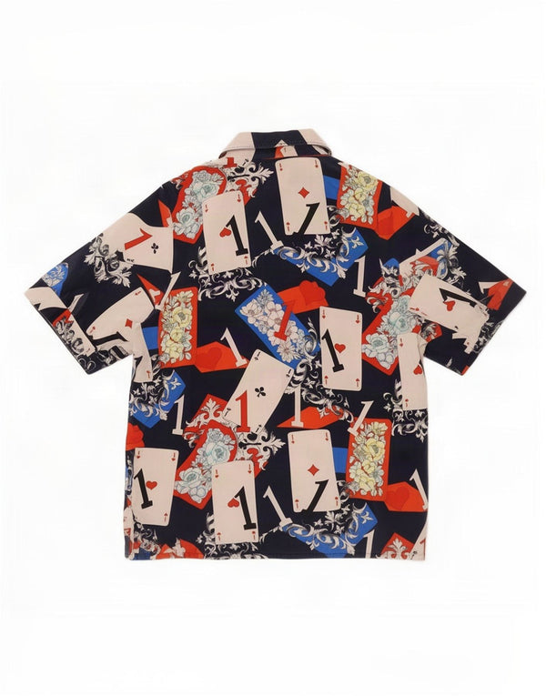 Bluză de cămașă cu model abstract pentru femei vintage UK 16 mare, multicoloră