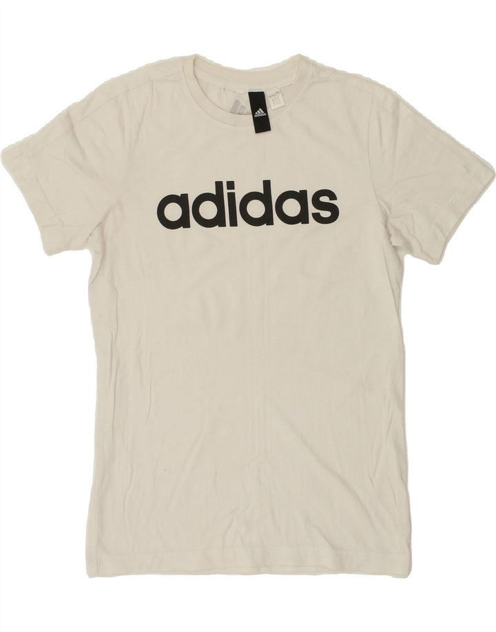ADIDAS Womens Graphic T-Shirt Top UK 12 Medium White Vintage Adidas and Second-Hand Adidas from Messina Hembry 