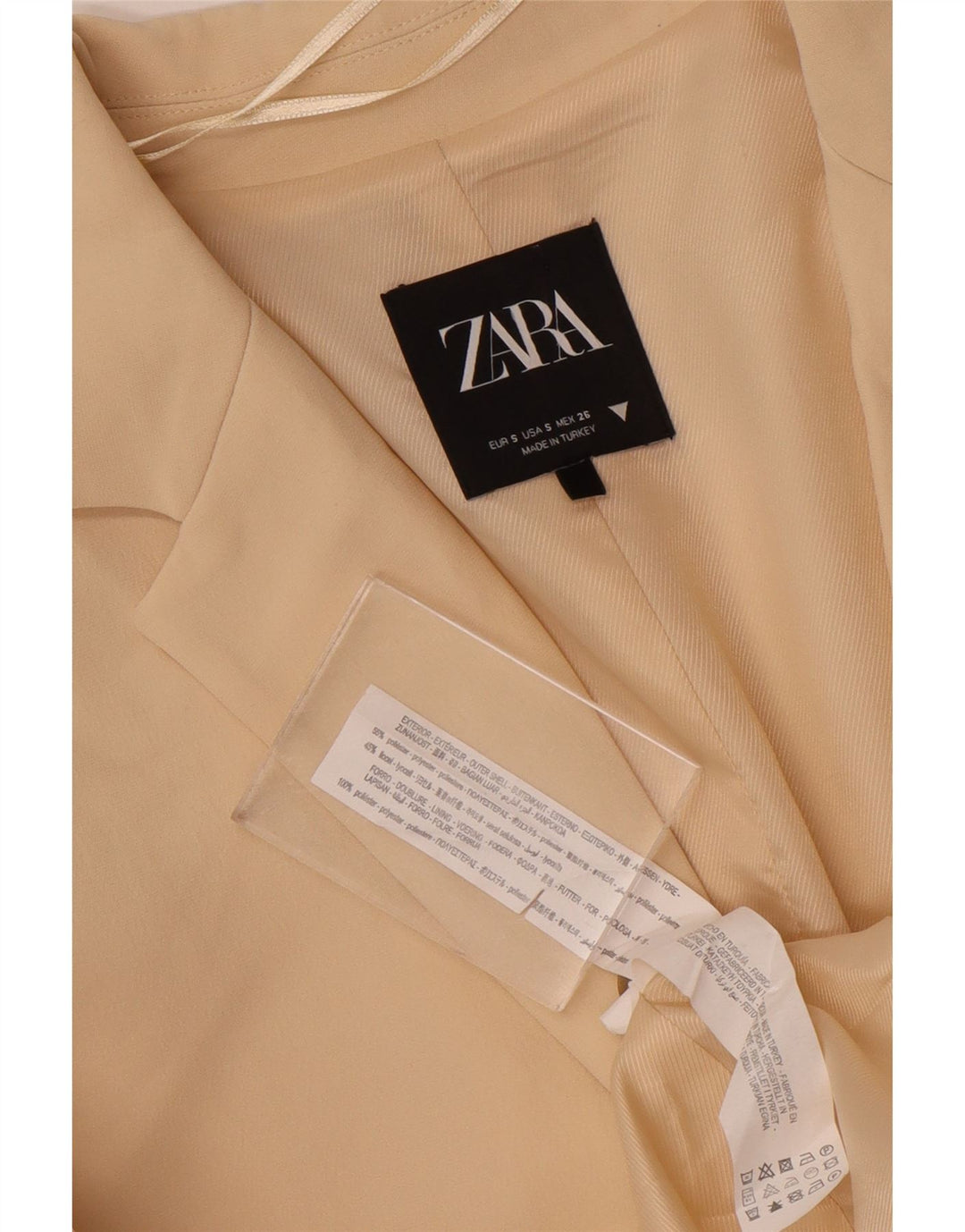 Blazer supradimensionat pentru femei Zara, cu 2 nasturi, UK 10 Mic, bej, poliester
