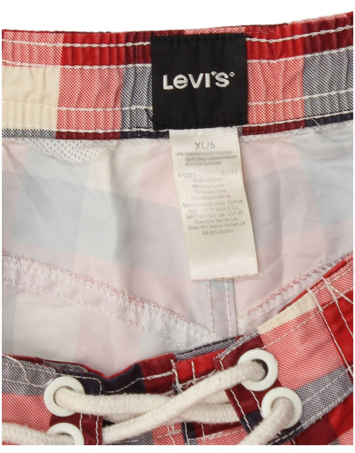 Pantaloni scurți de înot Levi's pentru bărbați, XL, poliester cu carouri roșii