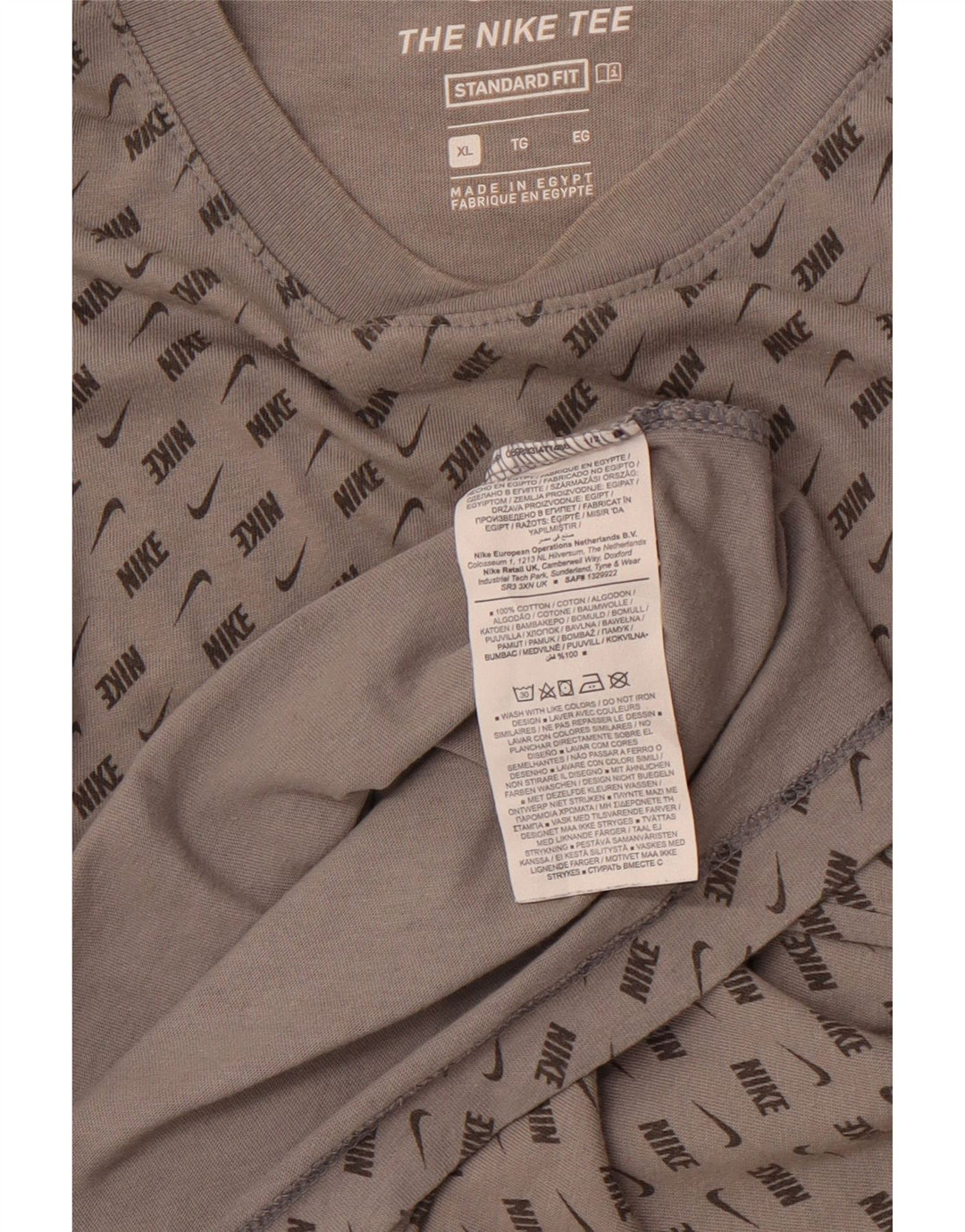 Tricou grafic NIKE pentru bărbați, cu croiala standard, XL, bumbac color bloc, gri