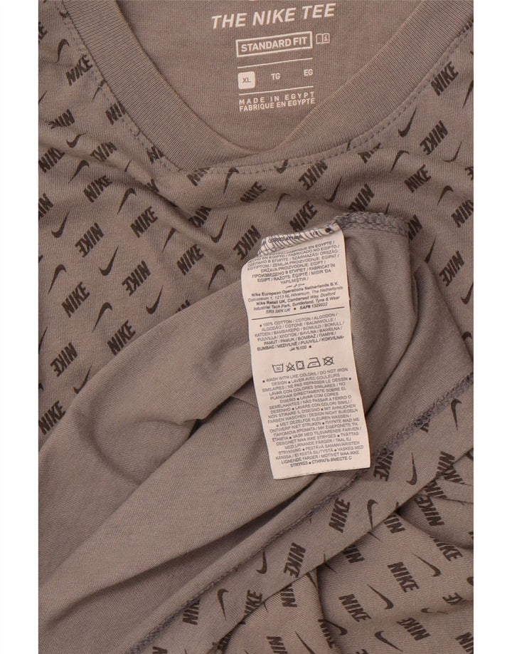 Tricou grafic NIKE pentru bărbați, cu croiala standard, XL, bumbac color bloc, gri