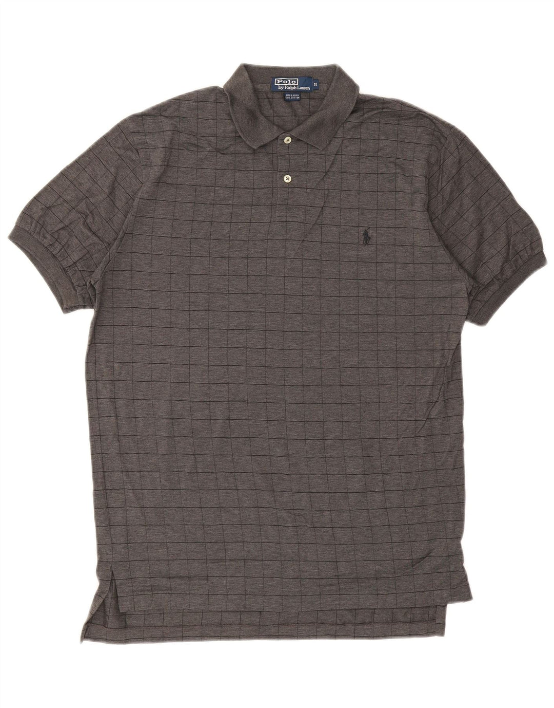 POLO RALPH LAUREN Tricou polo pentru bărbați, bumbac cu carouri, gri mediu