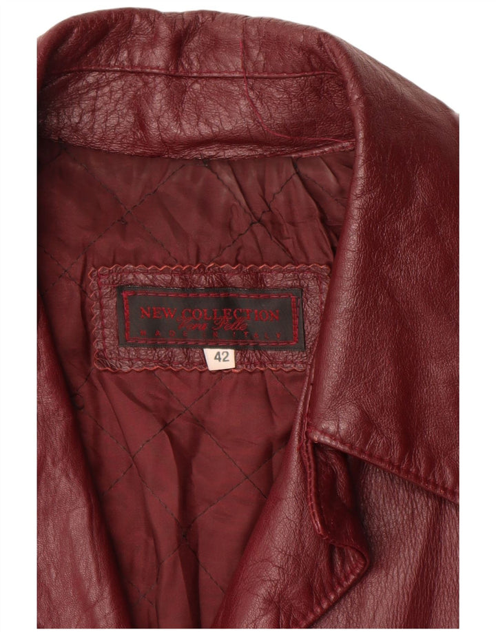 COLECȚIE NOUĂ Palton din piele pentru femei IT 42 Medium Maroon Leather