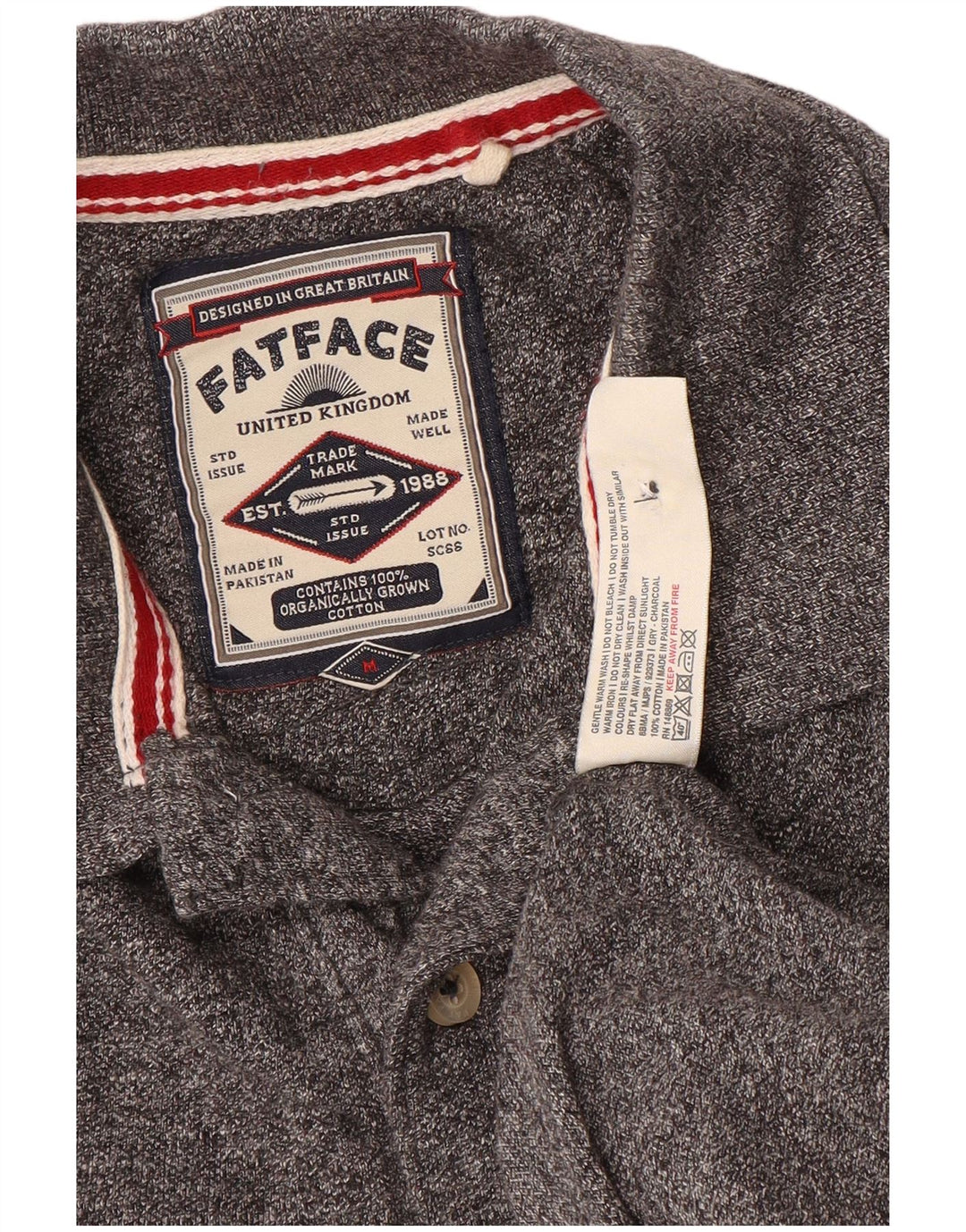 Tricou polo pentru bărbați Fat Face, bumbac cu pete gri mediu