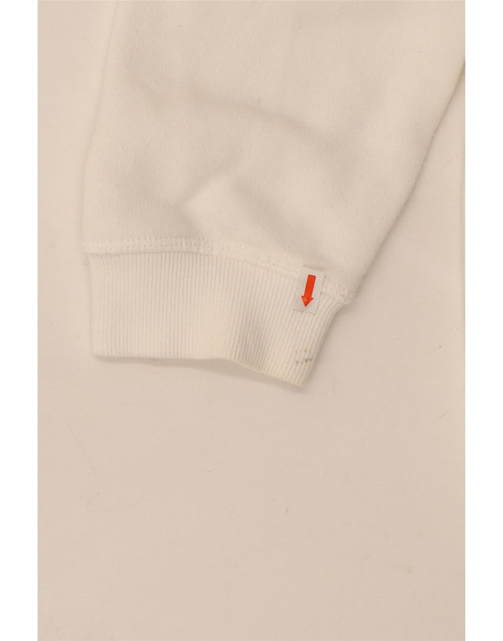 JACK WILLS Pulover supradimensionat cu glugă cu grafic pentru femei UK 16, mare, alb, bumbac