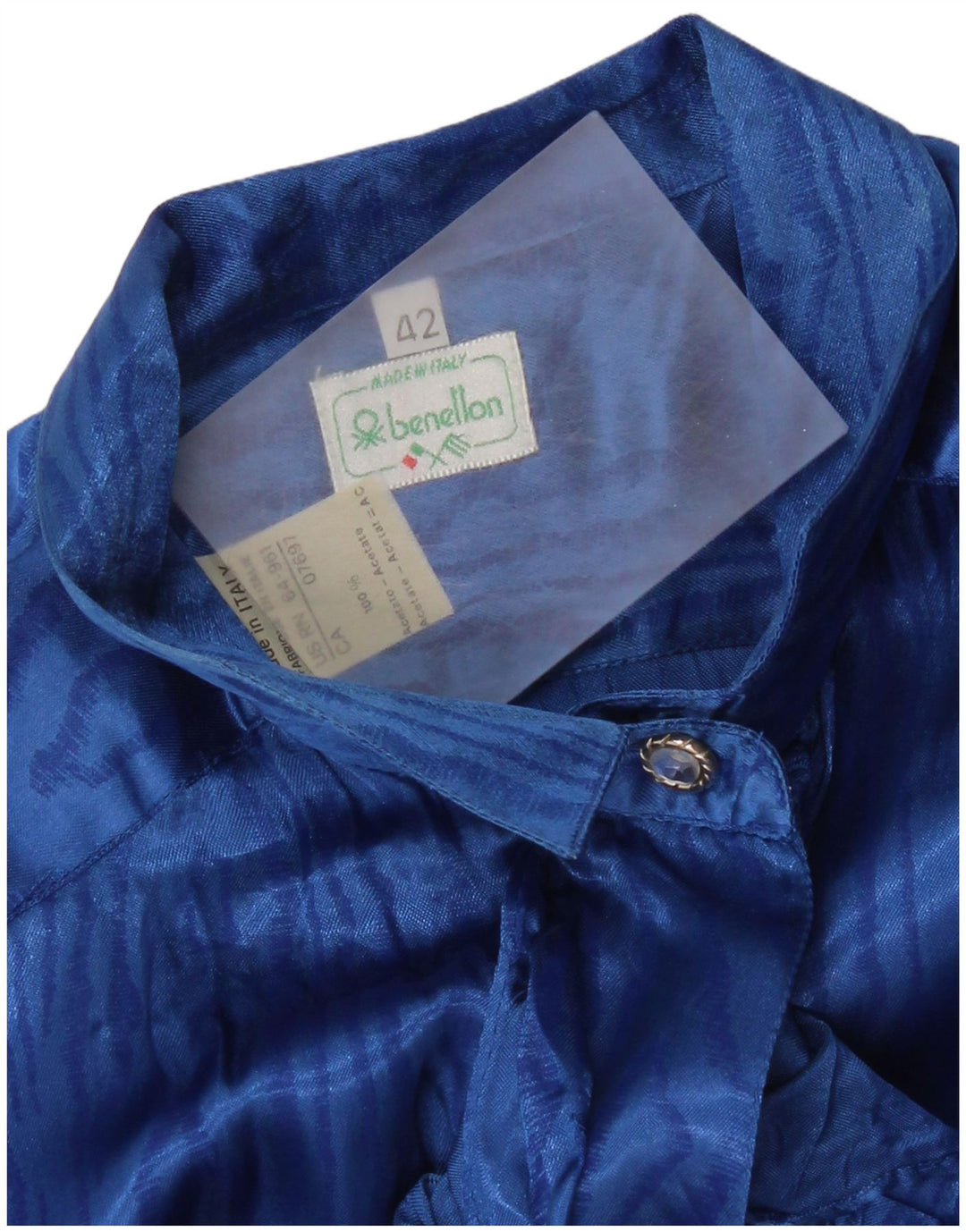 Bluză cămașă Benetton pentru femei cu model abstract IT 42 albastru mediu