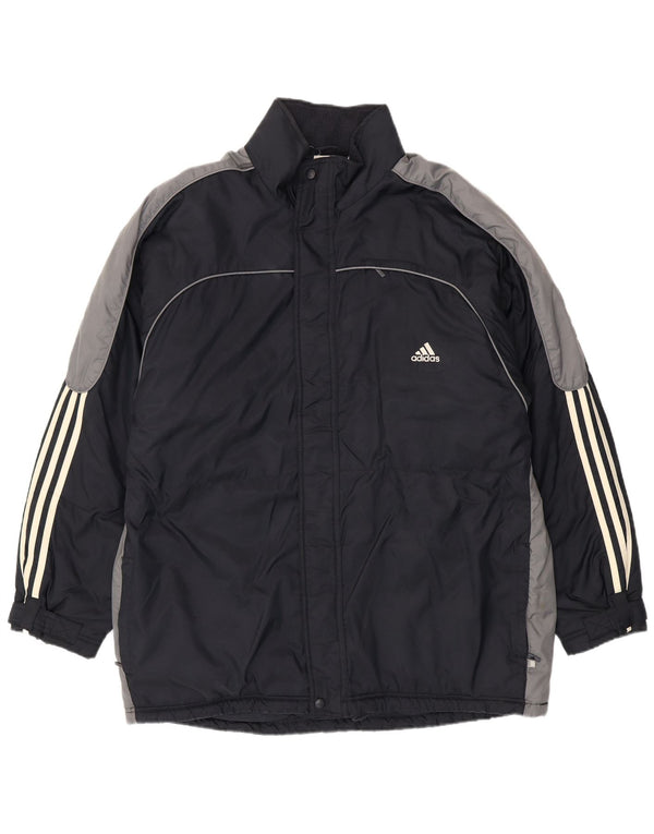 Adidas Mens Windbreaker Coat UK 44/46 Large Navy Blue Colourblock Polyamide