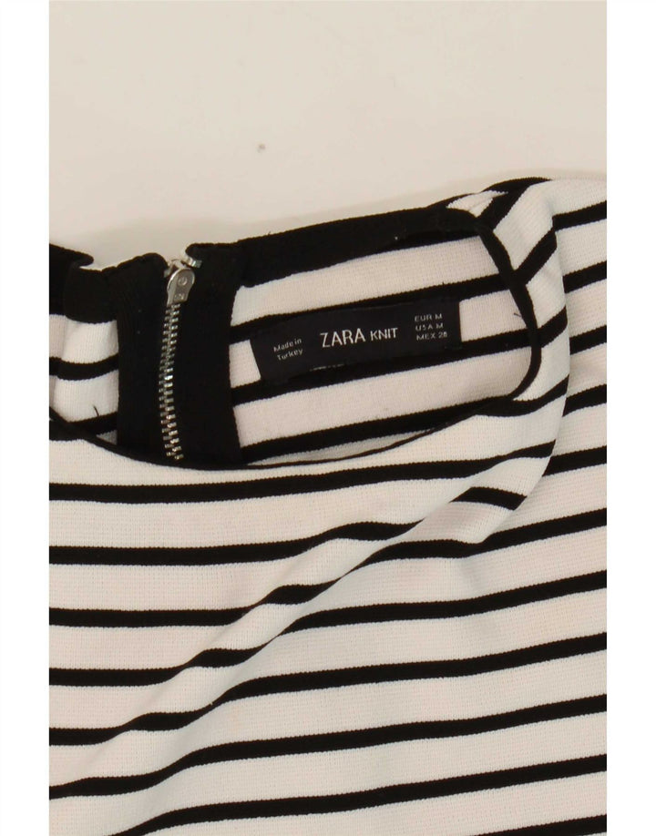 Crop Top pentru femei Zara cu mânecă lungă UK 12 Medium White Striped