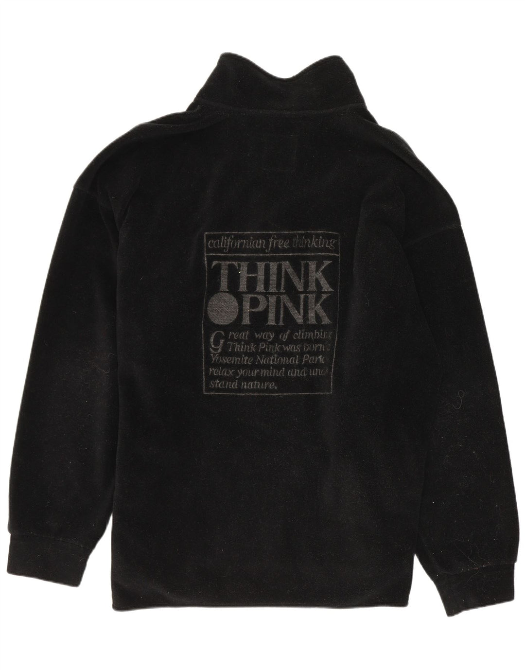 Pulover pentru bărbați Think Pink, cu grafică, cu fermoar și gât, poliester mare, negru