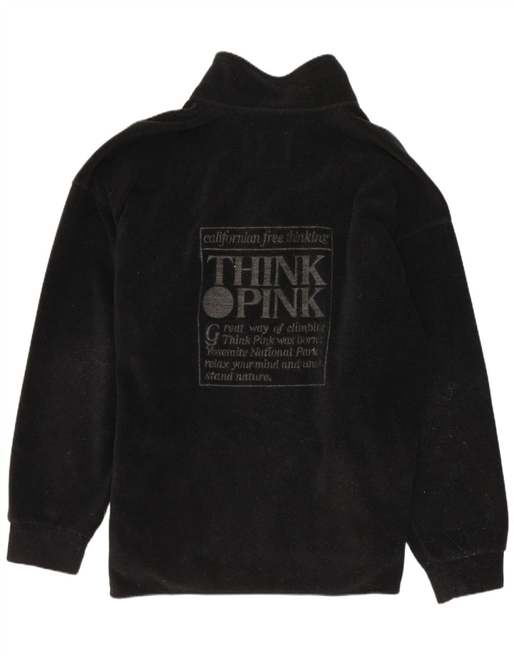 Pulover pentru bărbați Think Pink, cu grafică, cu fermoar și gât, poliester mare, negru