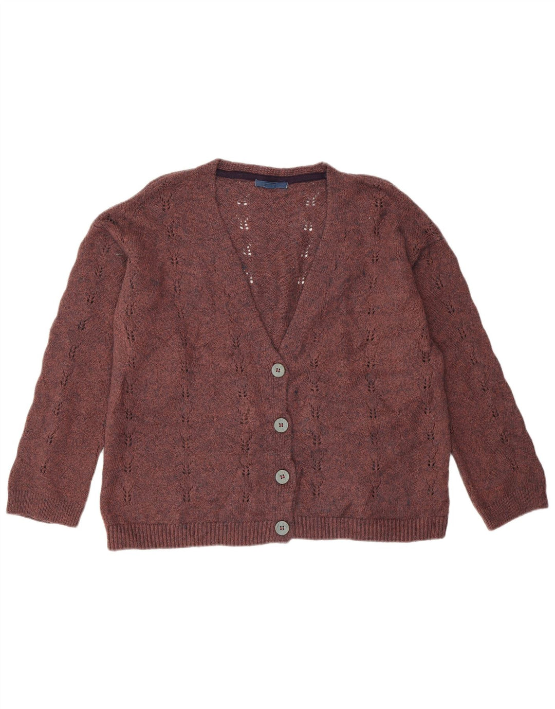 White Stuff Pulover cardigan pentru femei, cu tăiere largă, UK 14, maro mediu acrilic