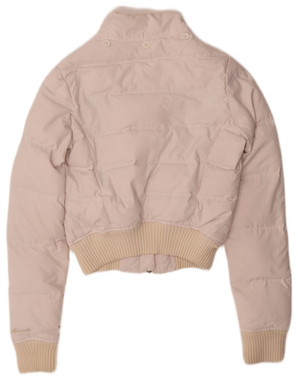 Jachetă Abercrombie & Fitch pentru femei Crop căptușită UK 10 Small White Nylon