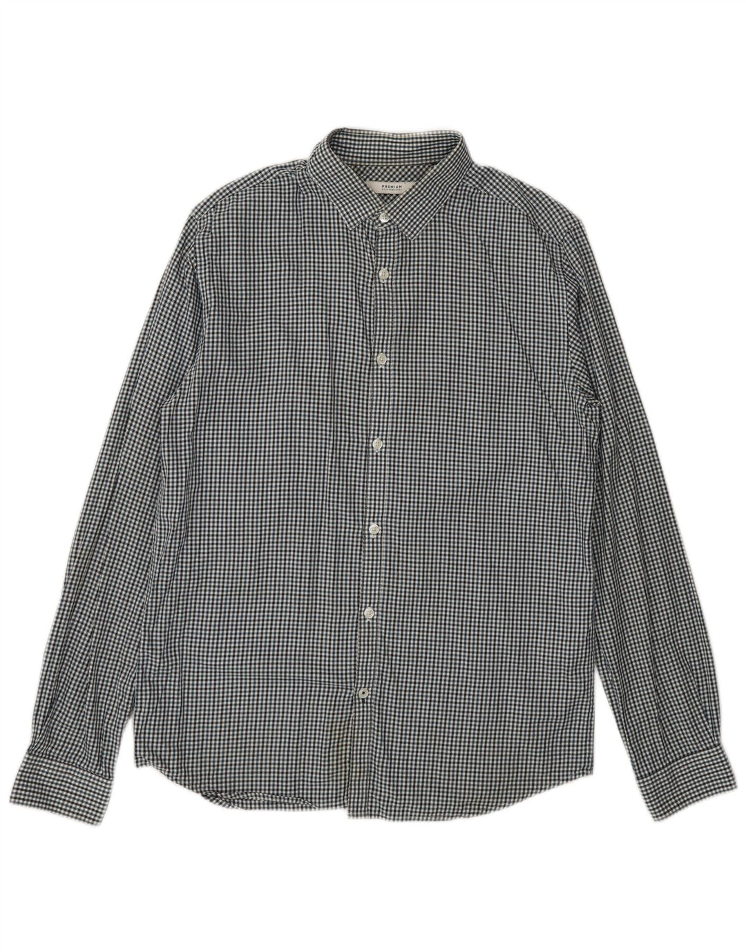 JACK & JONES Mens Shirt Medium Blue Check Cotton