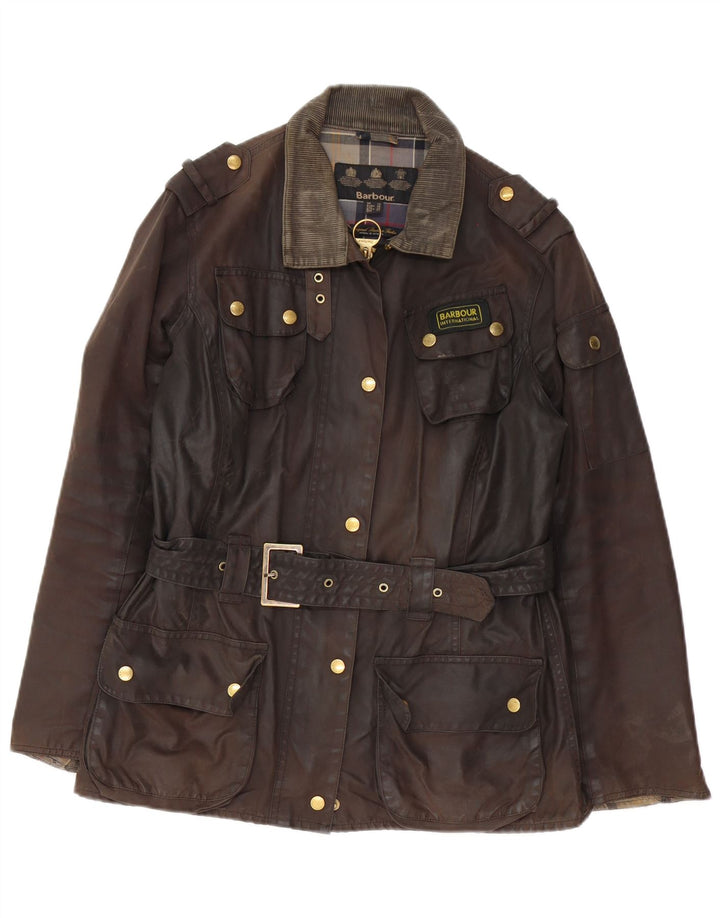 Jachetă militară din bumbac cerat pentru femei Barbour UK 14 Maro mare