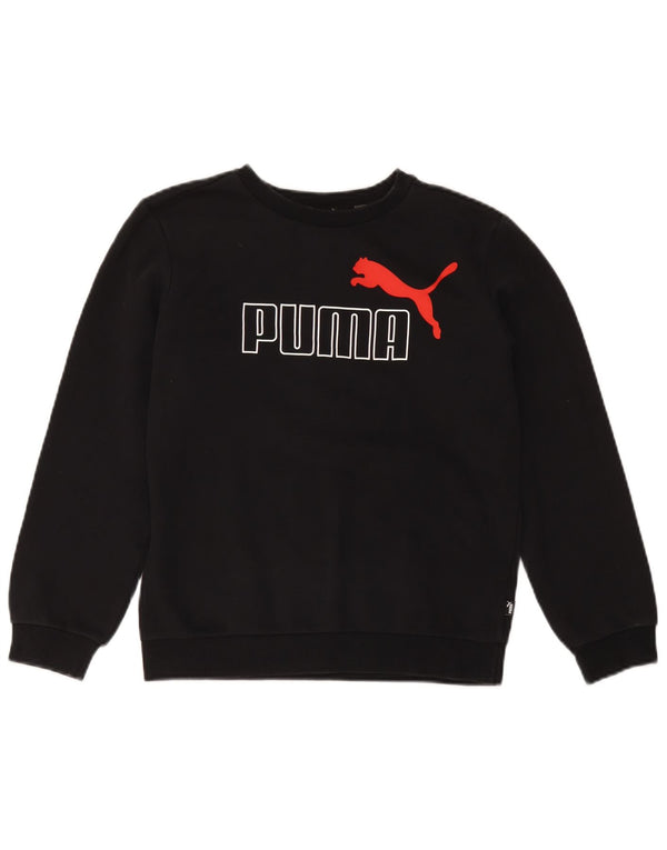 Puma Băieți Pulover Grafic Pulover 13-14 Ani Bumbac Negru