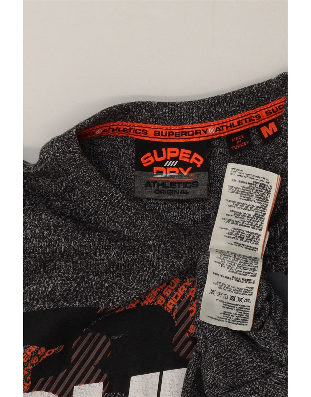 Tricou grafic pentru bărbați Superdry Top din bumbac cu pete gri mediu