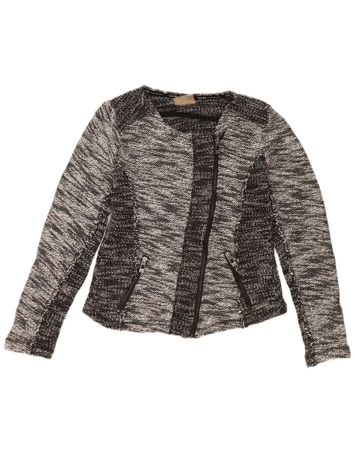 CALVIN KLEIN Jachetă de damă crop blazer UK 10 mic, gri, bumbac color bloc