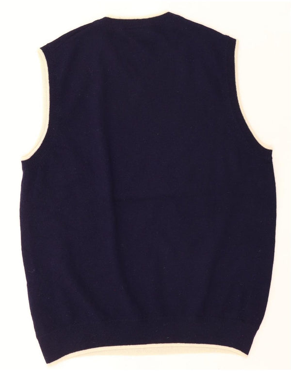 Belfe Mens Vest Tank Top UK 40 Medium Bluemarin Blue Lambswool