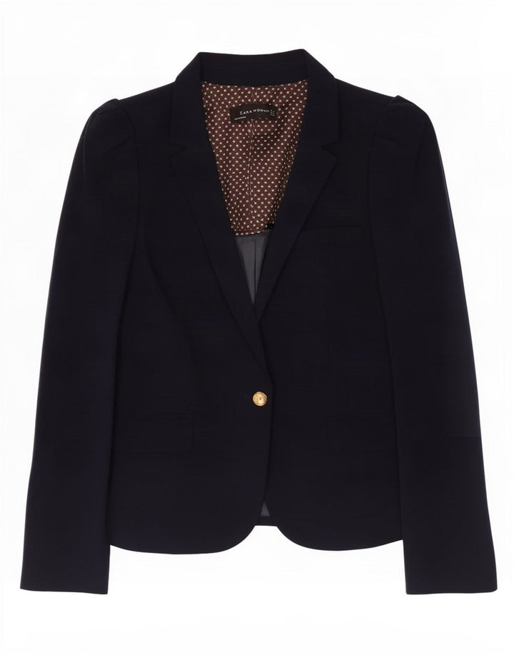 Blazer pentru femei Zara cu 1 nasture UK 12 Medium Bleumarin