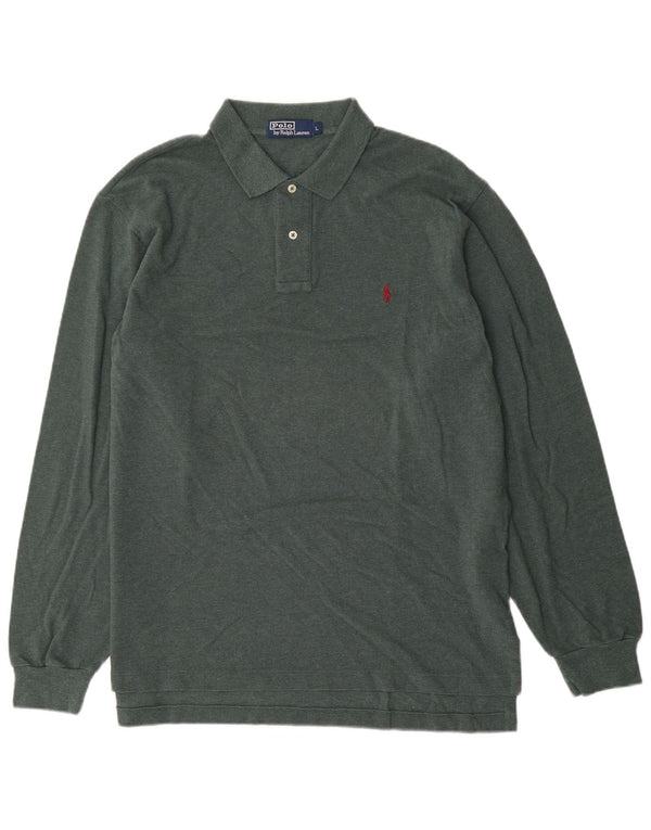 Polo Ralph Lauren Polo cu mânecă lungă pentru bărbați, bumbac verde mare