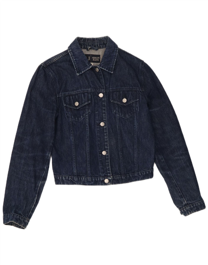 ARMANI JEANS Jachetă de denim crop pentru femei UK 14 Medium bleumarin Bumbac