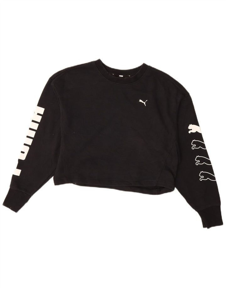 Pulover PUMA pentru femei oversized Crop Graphic Pulover UK 10 Mic Negru