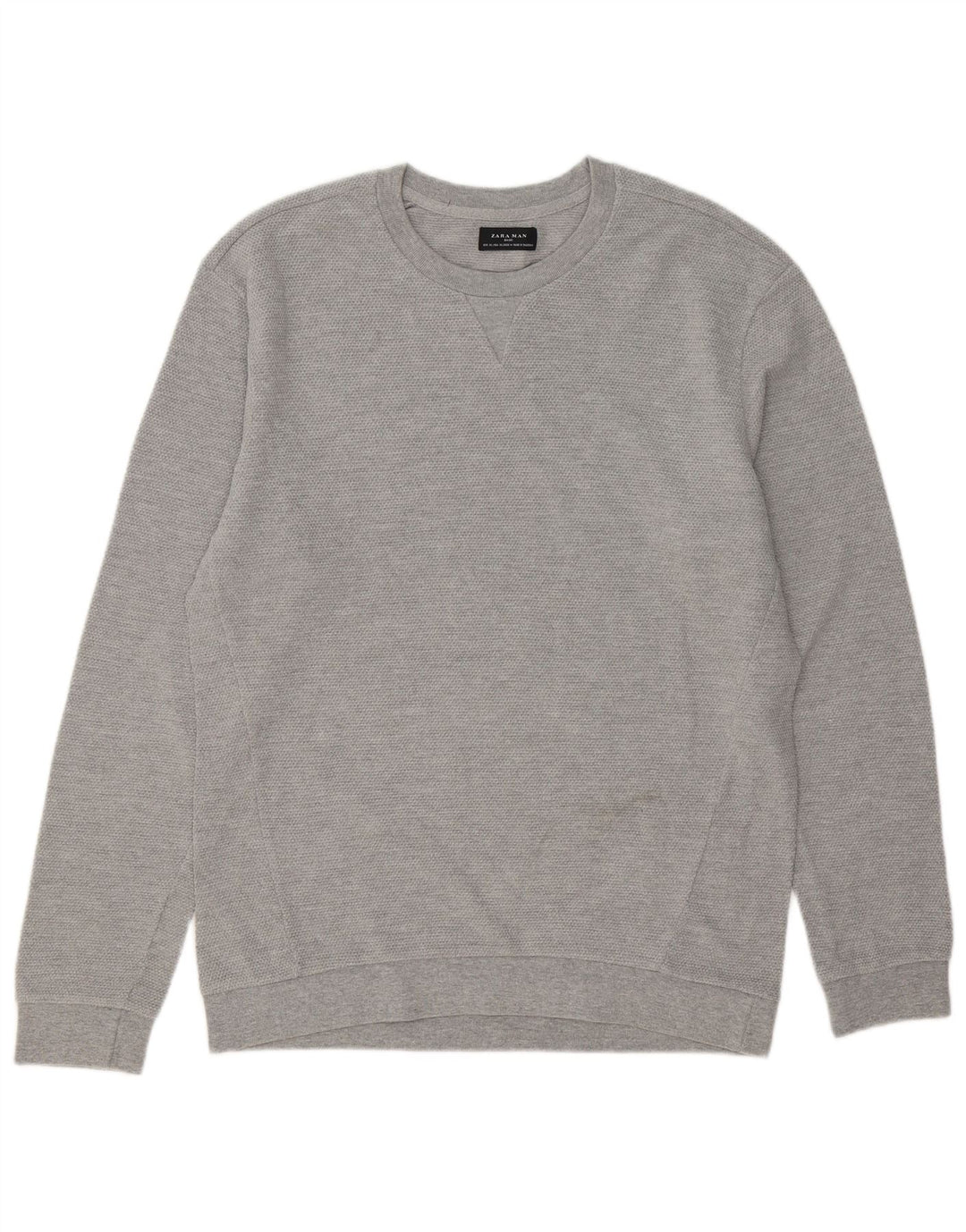 Pulover pentru bărbați Zara, cu gât crew, XL, bumbac gri