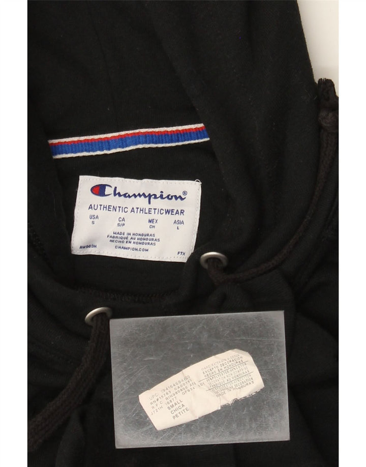 Pulover cu glugă cu grafică CHAMPION pentru femei, poliester negru mic