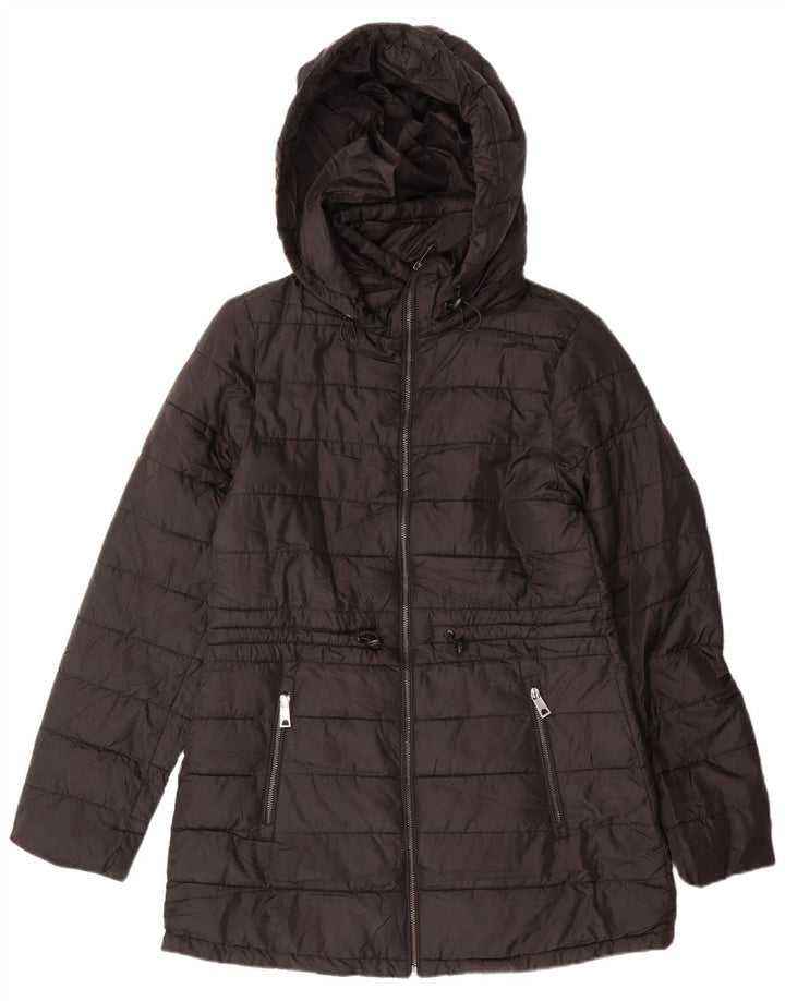 Jachetă căptușită cu glugă pentru femei ZARA UK 10 Poliester negru mic