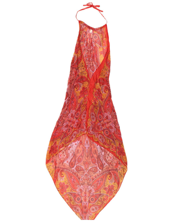 Rochie asimetrică de epocă pentru femei UK 8 Small Red Paisley Silk