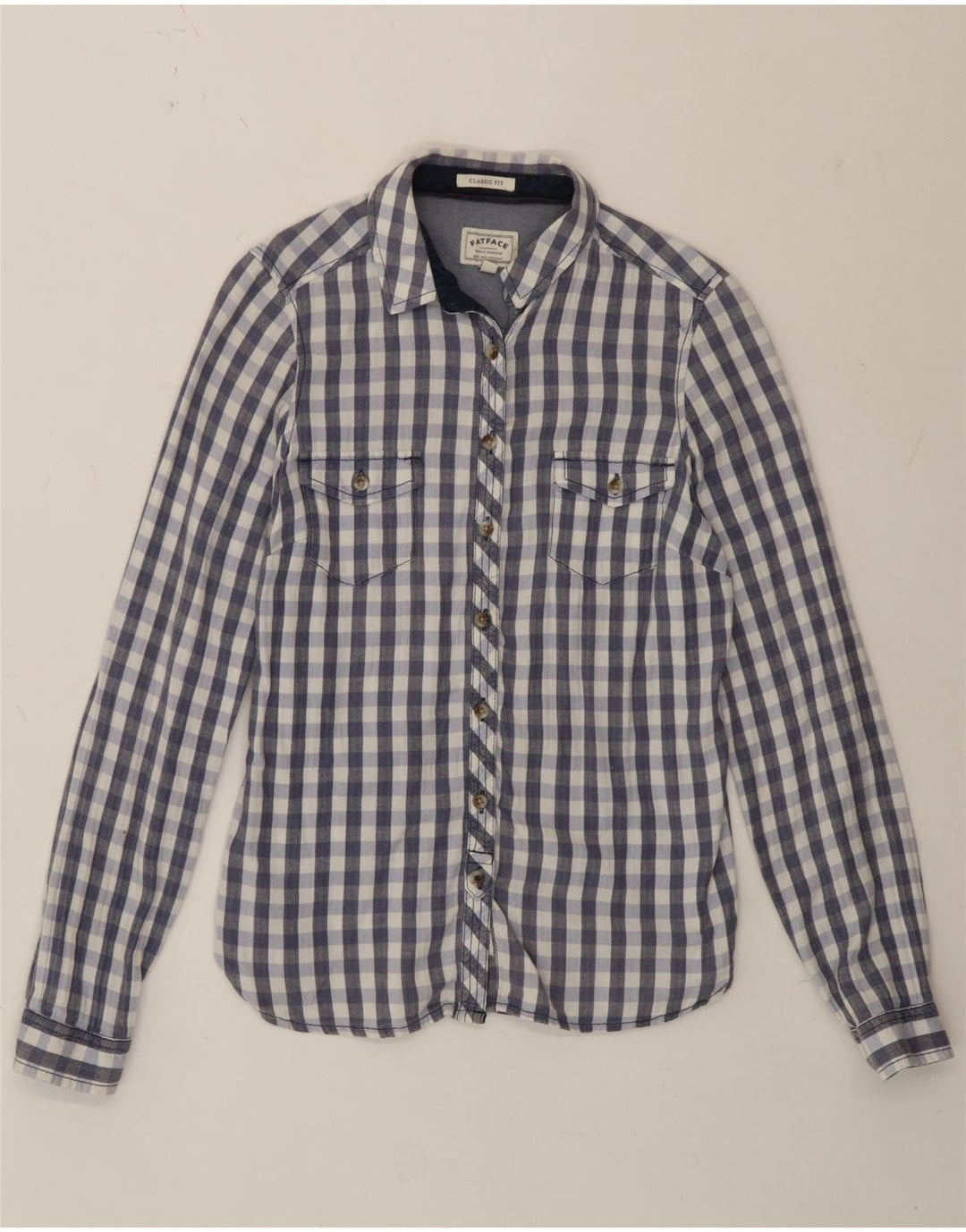 Cămașă pentru femei Fat Face Classic Fit UK 12 Medium Blue Gingham Bumbac